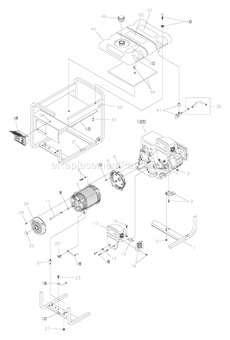 Page B Diagram and Parts List for 030209-1  Briggs and Stratton Generator
